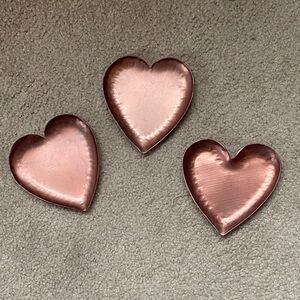 Set of Three Copper Heart Trays